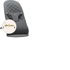 BabyBjörn Transat Bliss, Tissé, Matelassage Classique, Anthracite avec Arche de Jeux Yeux Espiègles