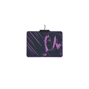 Lexip x Tsume - Tapis de Souris Naruto Shippuden - R&eacute;tro&eacute;clairage LED - Rigide avec Une Armature en m&eacute;tal - Surface Micro textur&eacute;e &agrave; Faible frottement - Base antid&eacute;rapante (Sasuke)