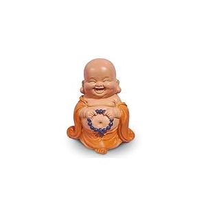 Statuette Bouddha Rieur avec Chapelet - Figurine inspirante et Joyeuse - Porte-Bonheur Rempli de Positivité- Idee Cadeau Mignonne et Spirituelle - -H 10 cm – Zen’Light
