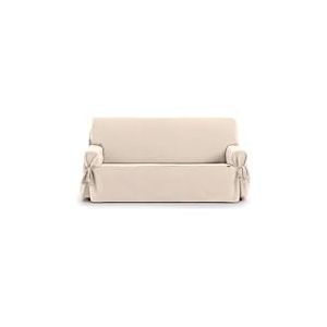 ECOMMERC3 Housse de canapé Universelle élastique et Polyvalente, Taille 3 Places, Beige, avec élastiques réglables, pour canapé Qui rénove et protège l'assise, Le Dossier et Les Bras