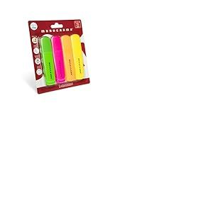 Pigna, lot de 4 marqueurs fluorescents (jaune, rose, vert, orange), ligne monochrome, pointe biseautée, idéaux pour l'école et le bureau