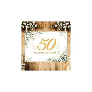 LOHAME Bannière de mariage dorée 170 x 120 cm 50e anniversaire de mariage décoration de fond 50e anniversaire décoration de mariage bannière de mariage dorée 50e anniversaire bannière de fête de