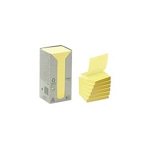 Post-it Z-Notes Autocollantes, Recyclés, Pack de 16 Blocs, 100 Feuilles par Bloc, 76 mm x 76 mm, Jaune Canari - Notes Autocollantes Fabriquées à partir de Papier 100% Recyclé