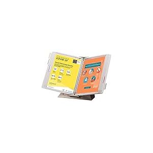 Tarifold Fr 434802 - Présentoir de table| Kit Pupitre Inox Antimicrobien Sterifold, 10 pochettes A4 pour Consultation et Présentation des documents, Cadre Blanc