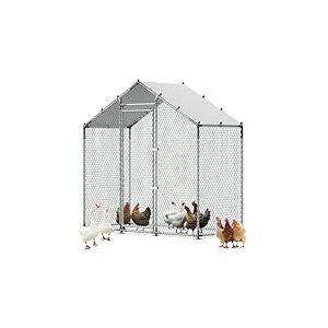 VEVOR Enclos Poulailler en M&eacute;tal 2 x 1 x 2 m Parc &agrave; Poules Grillag&eacute; avec Couverture, Structure Robuste, Toit en Pente, Grande Cage Ext&eacute;rieur pour Poules, Canards, Lapins, Volailles, de Jardin, Ferme