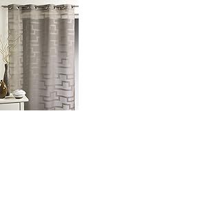 Homemaison - Voilage en &Eacute;tamine &agrave; Imprim&eacute;s G&eacute;om&eacute;triques Orchid&eacute;e - 100% Polyester - Tamisant & &Eacute;l&eacute;gant - 8 &OElig;illets Ronds Argent&eacute;s &Oslash; 4 cm - Salon Chambre Cuisine - Jaune - 140 x 260 cm