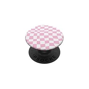 Cool, abstrait, rose pâle, motif damier, carreaux PopSockets PopGrip Adhésif