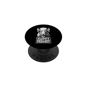 Fluffy Doesn't Mean Friendly Bison Humour Souvenir de voyage PopSockets PopGrip Adhésif