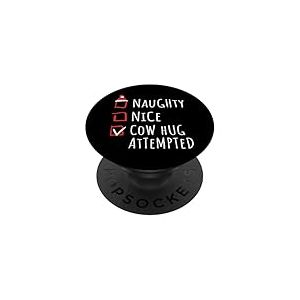 Nice Naughty Cow Hug Attempted Christmas List Shirt Ferme PopSockets PopGrip Adh&eacute;sif