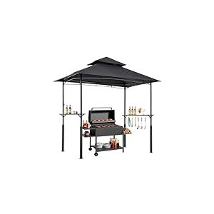 VEVOR Gazebo de Barbecue, 243 x 150 cm, Tonnelle de BBQ Extérieur Renforcée avec Toit à 2 Niveaux, Abri de Barbecue de Patio en Acier Thermolaqué, pour Grillades, Fêtes, Pique-niques, Jardin, Patio