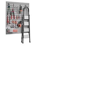 VEVOR Panneau &agrave; Lattes Mural Garage, 1230 x 1235 mm, Panneau Rangement Outils en PVC avec Conception Modulaire, Porte-outils Muraux pour Affichage, Organisation, Stockage, Atelier, Artisanal, Gris