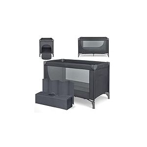 KikkaBoo Lit Parapluie B&eacute;b&eacute; Pliable Compact So Gifted, Lit de Voyage L&eacute;ger 120x60 cm, Jusqu&rsquo;&agrave; 15 kg, sans Matelas, Sac de Transport Inclus, Noir