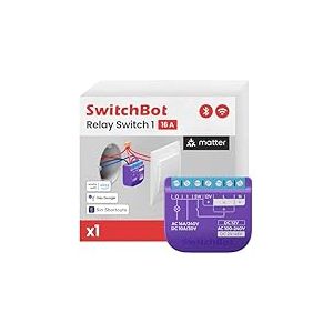 SwitchBot Relais interrupteur 1, Module de relais interrupteur avec R&eacute;p&eacute;teur Bluetooth, Interrupteur Wi-Fi&Bluetooth Fonctionnant avec Alexa/Apple Homekit/Google Home, 2.4GHz 16A