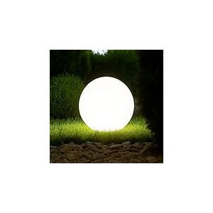 BEPER P207ILO226 Boule lumineuse pour jardin, LED RGB, lumière blanche et multicolore avec capteur crépusculaire, alimentation solaire, avec piquet pour extérieur, diamètre 40 cm.