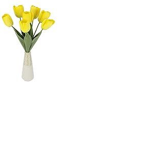 Flair Flower Real Touch - Bouquet de 7 Tulipes dans Un Vase - Décoration de Printemps - Décoration de Pâques - Décoration de Table - Fleurs artificielles - Tulipes artificielles - Décoration Simple -