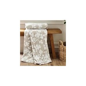 Catherine Lansfield Brooke Floral Couverture Polaire Douillette Naturel 200 x 240 cm