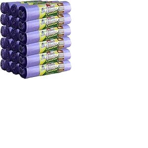 CSC - Sac Poubelle 110L avec Lacets, 240 Pièces, Sac Tri Sélectif Intérieur et Extérieur 70x110cm, Anti-Goutte et Anti-Perforation - Sacs à Déchets Grands et Résistants, 24 Rouleaux, Violet
