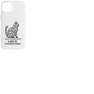 Mignon Chat Noir Art Hommes Champignon Stuff Ramen Chat Champignon Chat Coque pour iPhone 14 Plus