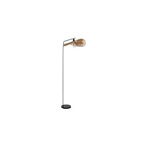 Eglo Lampadaire Siruela, lampe de salon bohème sur pied, luminaire style japonais, métal et papier certifié FSC, noir et brun, douille E27, H 160 cm