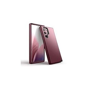 WeLoveCase Coque 3 en 1 pour Samsung Galaxy S22 Ultra 5G, Protection int&eacute;grale Hybride Antichoc en TPU Trois Couches pour Samsung Galaxy S22 Ultra 6,8 Pouces, Bordeaux