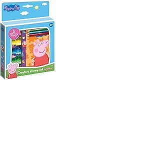 Totum 360242 Pig Kit de tampons – Kit créatif de 5 tampons Auto-encreurs, Livre de coloriage, 3 Crayons de Couleur & Autocollants avec Motifs de Peppa Pig & Leurs Amis