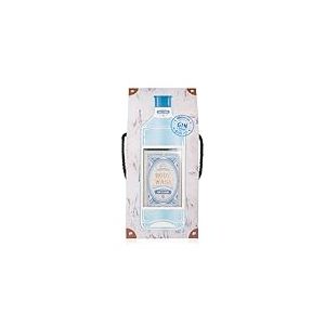 Accentra Gel douche/mousse de bain pour homme GIN FLAVOR en bouteille avec boîte cadeau/sac cadeau aspect eau-de-vie, 400 ml, parfum : gin – rechargeable, bleu