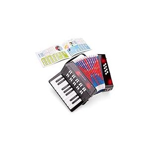 New Classic Toys Instrument à Vent pour débutants Accordéon Noir avec Le Livre de Musique