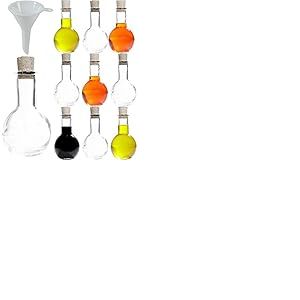Viva Haushaltswaren Tulipano Lot de 10 Bouteilles en Verre avec Bouchon en liège 100 ML Entonnoir Ø 5 cm Inclus