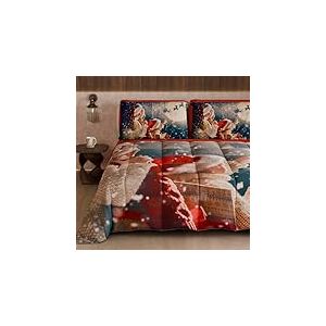 PETTI Artigiani Italiani - Couette Double No&euml;l Hiver, Couette Double Face, Couleur Unie et Impression num&eacute;rique No&euml;l 20, fabriqu&eacute;e en Italie