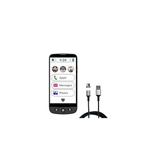 swissvoice - Smartphone S510-M + Câble De Charge Magnétique - Facile à Utiliser - Bouton SOS - Smartphone Senior 4G - Débloqué - Noir