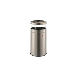 WESCO Big Ash Cendrier sur pied stable avec toit de couleur argent neuf, tôle d'acier revêtue par pulvérisation, volume 120 l, fixation intérieure pour sacs poubelles, passoire amovible