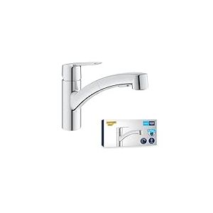 GROHE Start QuickFix Mitigeur d'&eacute;vier de Cuisine, Robinet avec Douchette Extractible (Bec bas 174 mm, Cartouche C&eacute;ramique 35 mm, Zone de rotation &agrave; 90&deg;, Double jets), Chrome, 1012400000