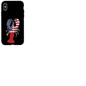 &Eacute;crevisse Homard Drapeau am&eacute;ricain &eacute;crevisses patriotiques Hommes Femmes Enfants Coque pour iPhone X/XS