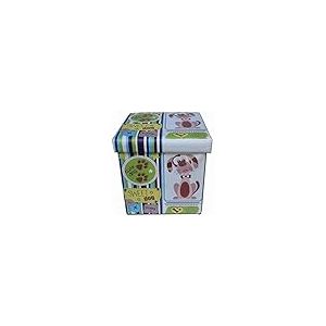 Biscottini Pouf de rangement pour enfants et adultes 33 x 33 x 33 cm | Bo&icirc;tes de rangement refermables avec couvercle | Pouf de rangement carr&eacute; avec d&eacute;corations