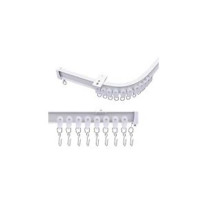 MaKefeile Rail de rideau de plafond flexible de 0,9 à 6,4 m - Support de plafond - Séparateur de pièce pour camping-car - Rail urtain pour systèmes de crochets à clips - Blanc