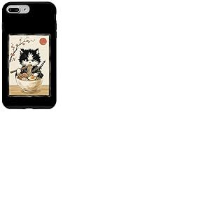 Chat Samoura&iuml; Art Japonais Ramen Nouveaut&eacute; Kawaii Dr&ocirc;le Chat Coque pour iPhone 7 Plus/8 Plus