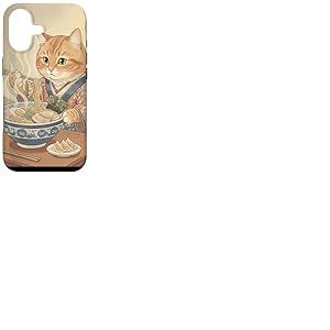 Chat Vintage en Kimono Mangeant des Ramen Japonais Japonais Japonais Coque pour iPhone 17