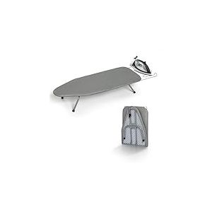 RAINHOL Mini Planche à Repasser Pliable en métal avec Repose-Fer, Petite Planche à Repasser Portable avec Housse en Coton résistante à la Chaleur, Mini Planche à Repasser pour Petit Espace et Voyage,