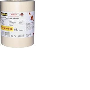 Scotch Ruban de Masquage Utility Beige, Promo Pack de 3 Rouleaux, 48 mm x 50m - Pour Peinture et Décoration Intérieure, 70% PEFC