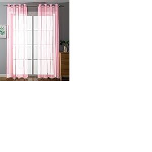 20332-cn2 Lot de 2 Rideaux Transparents &laquo; Uni &raquo; - 175 x 140 cm (H x l) - Rose Clair - &OElig;illets - Finition Ruban de Plomb - pour Salon