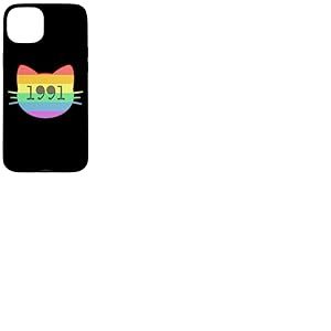 Chat né en 1991 Ans Anniversaire Maman de chat Papa de chat Coque pour iPhone 15 Plus