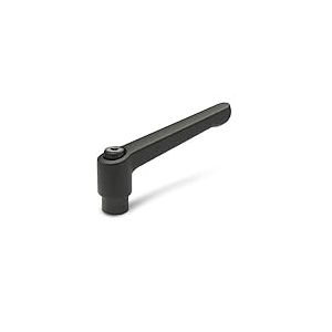 Ganter Normelemente | Levier de serrage r&eacute;glable avec douille filet&eacute;e GN 300 | Douille en acier bruni | Poign&eacute;e en zinc moul&eacute; sous pression noire, rev&ecirc;tement plastique, noir, GN 300-92-M12-SW