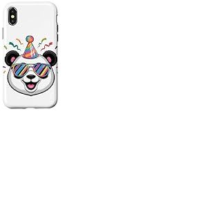 Panda Ours Chapeau De Fête D’Anniversaire Lunettes De Soleil Coque pour iPhone X/XS
