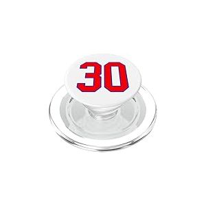 Numéro 30 style sportif universitaire en rouge, bleu, blanc PopSockets PopGrip pour MagSafe