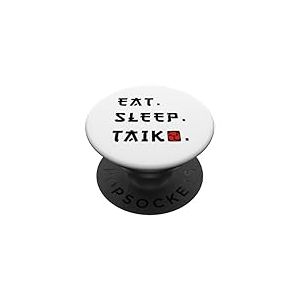 Eat Sleep Taiko Rouge Mitsudomoe Taiko Lover Taiko Drummer PopSockets PopGrip Adh&eacute;sif