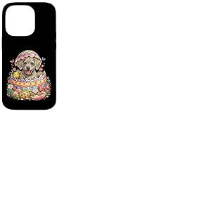 &OElig;uf de P&acirc;ques &eacute;clos&eacute; de Braque de Weimar | Adorable Chien Surprise printanier Coque pour iPhone 14 Pro