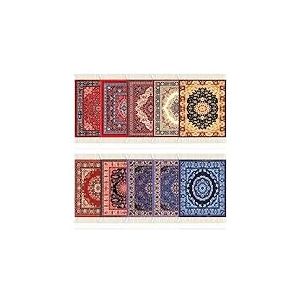 Preboun Lot de 10 Dessous de Verre de Table Orientale - Motif Oriental - en Tissu - pour Table Basse, Bureau, Tasse, Cuisine, Bar - 10 Couleurs mélangées