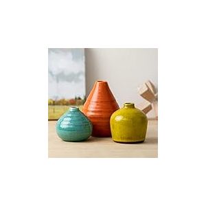Sullivans Ensemble de 3 Petits vases en céramique, décoration intérieure Rustique, fermes Modernes, décoration idéale d'étagère, de Table, bibliothèque, Manteau de cheminée, Multicolore (CM2219)