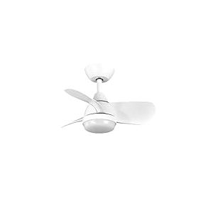 Brightium Ventilateur DC 24 W Pirdo blanc avec 3 pales de 60 cm et 2400 lumens. Offre 6 vitesses et température de couleur réglable : 3000-4500-6000 K. Comprend télécommande, mémoire et minuterie.