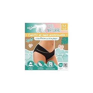 Feel Natural - Culotte de bain menstruelle - Maillot de Bain Bikini pour Femme et adolescente - Lavable - Anti Fuite - Confort Hygi&eacute;nique - Protection Absorbante - Flux Leger - Noir - Taille M